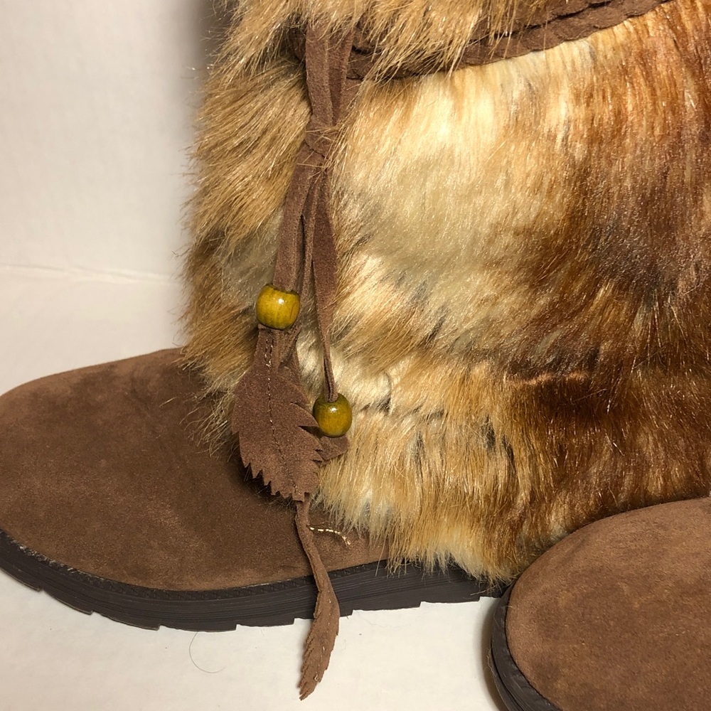 MukLuks boots Brown Faux Fur with Knit Cuff - Picture 4 of 10
